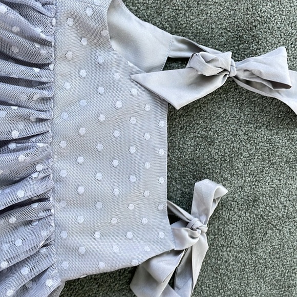 Maisonette Maison Me Polka Dot Gray Anja Tulle Dress “Dusty Blue” - Picture 6 of 12